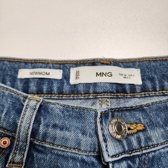 MNG Mango Womens Newmom Comfort High Rise Jeans Size 6 Medium Blue Denim Wash - Picture 6 of 12